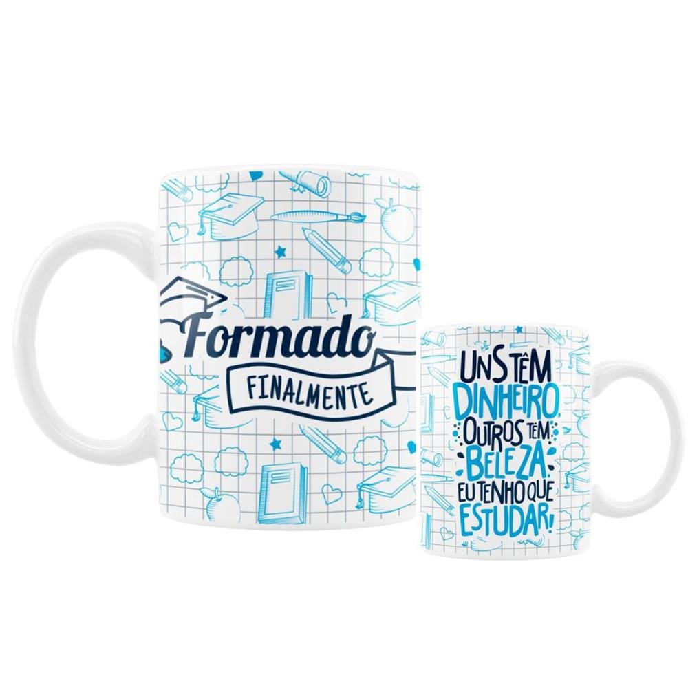 Caneca 300Ml Parabéns Formatura Decorações Sortidas Cerâmica Glassral
