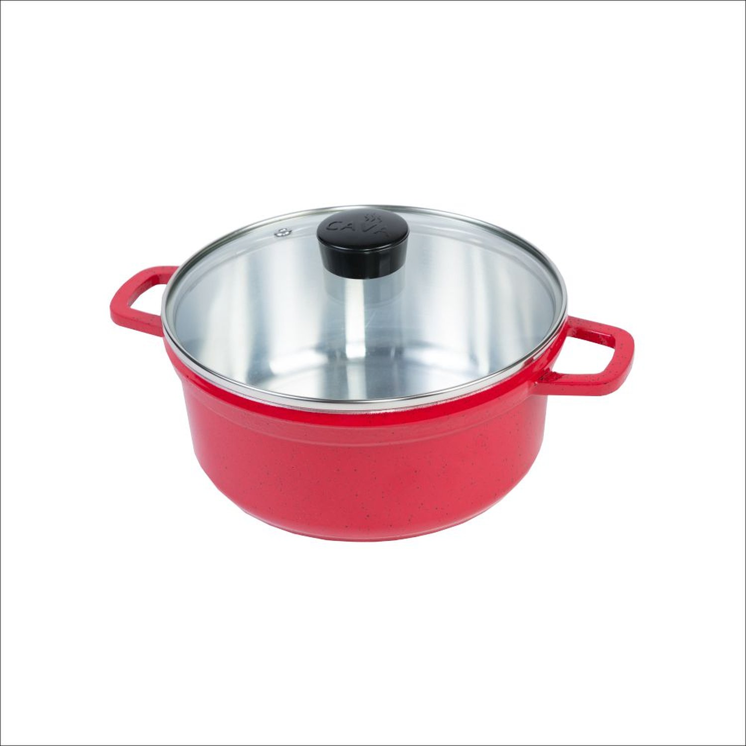 Panela Fundida Vermelha N.20 2,4L Com Tampa De Vidro Cava
