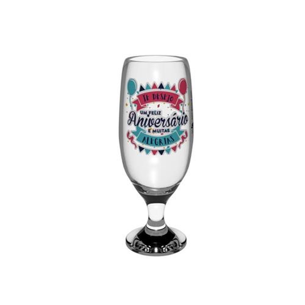 Taça Chopp de Vidro 300mL Aniversário Decorações Sortidas Glassral