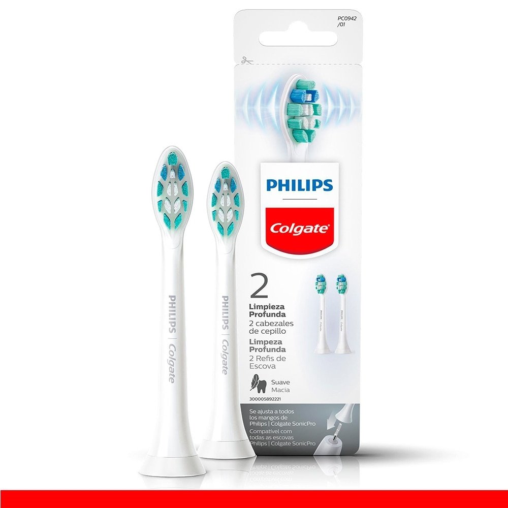 Refil para Escova Dental Elétrica Colgate Philips S50 Limpeza Profunda - Embalagem com 2 Unidades