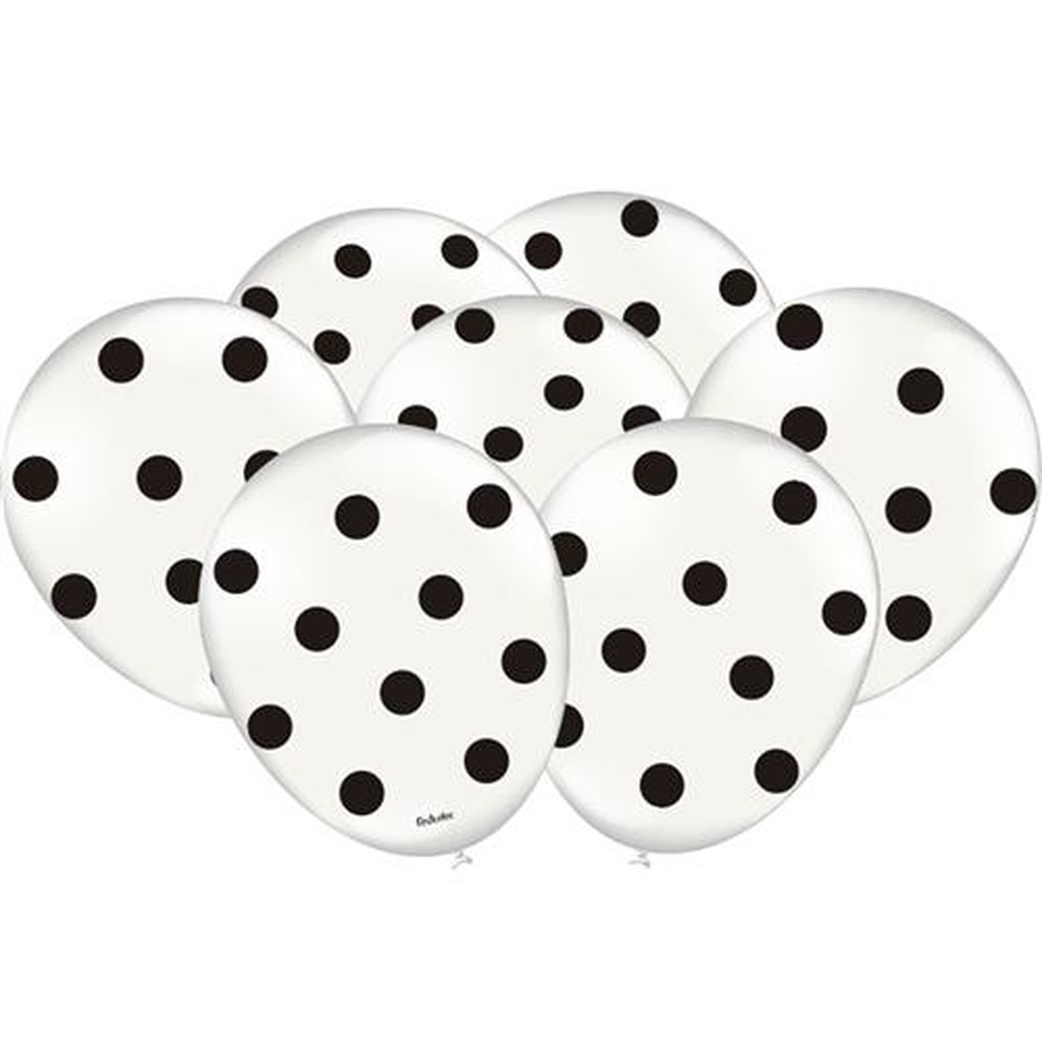 Balao Decorado Poa Branco Preto