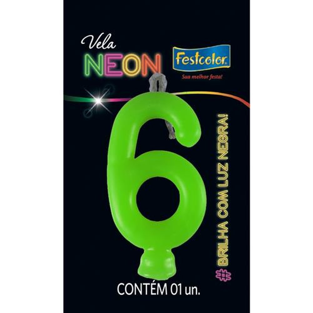 Vela Neon Verde N 6