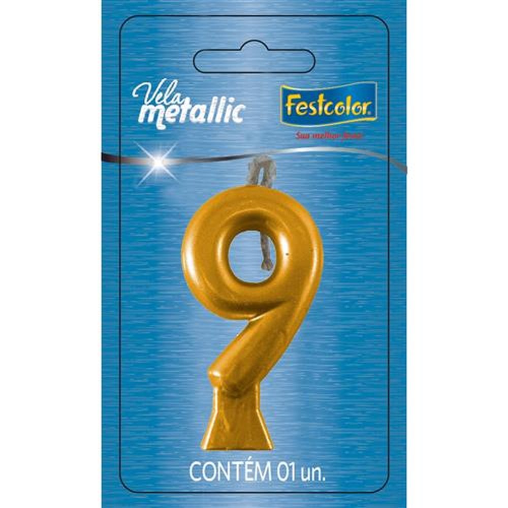 Vela Metallic Ouro N 9