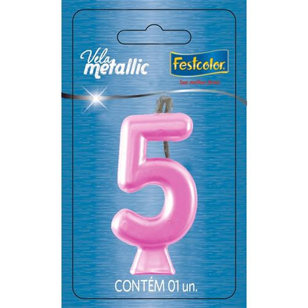 Vela Metallic Rosa N 5