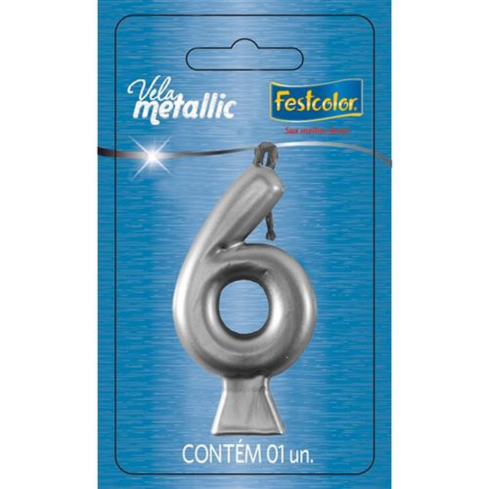 Vela Metallic Prata N 6