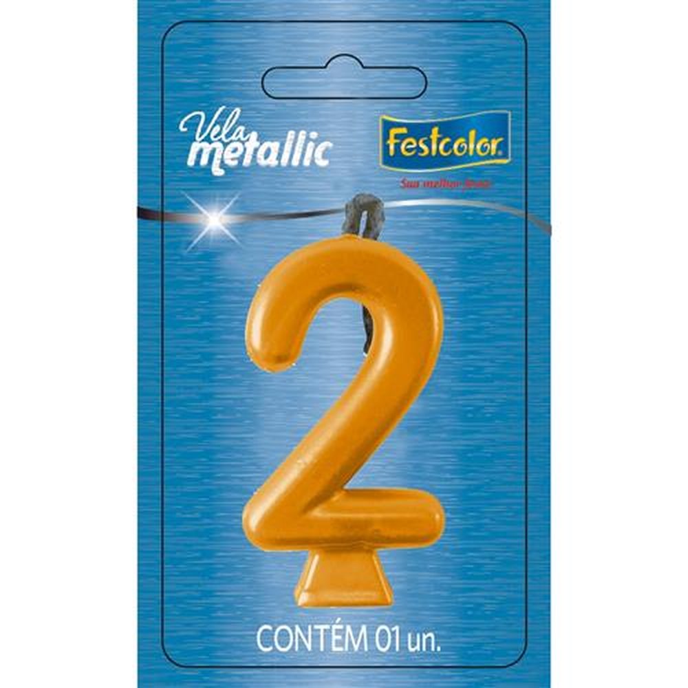 Vela Metallic Ouro N 2