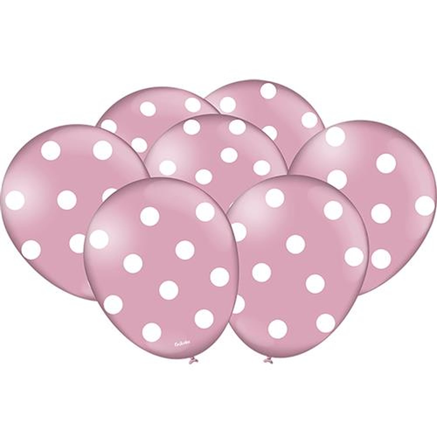 Balao Decorado Poa Rosa Claro Branco
