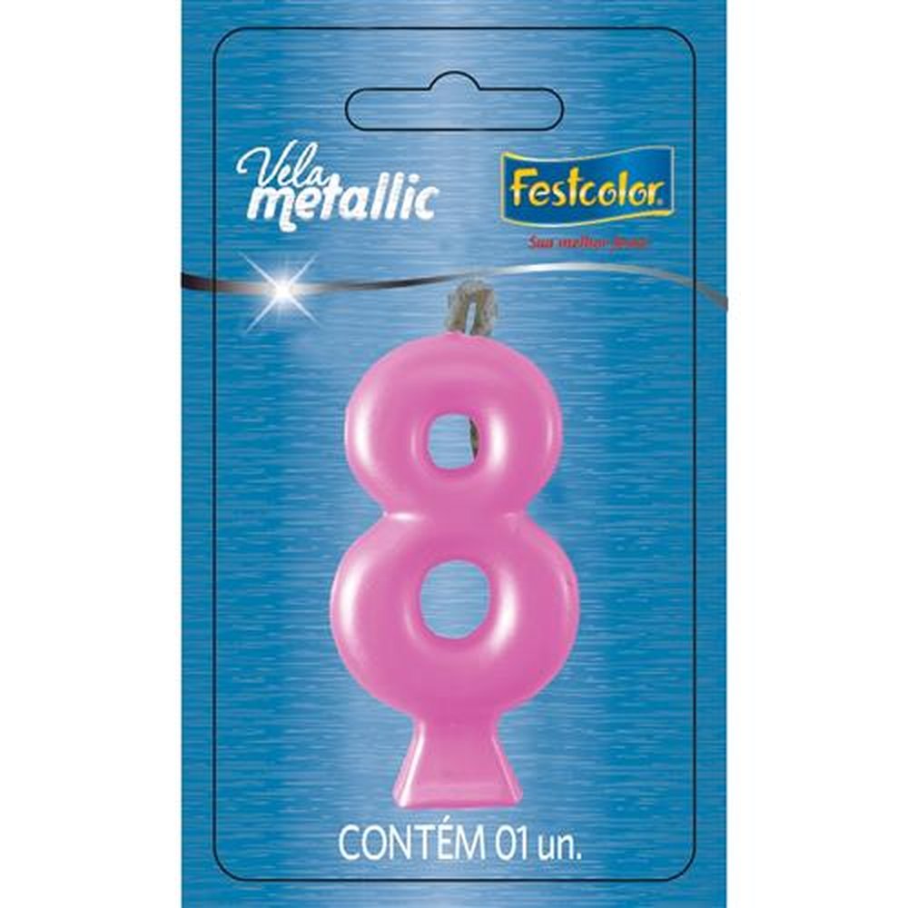 Vela Metallic Rosa N 8