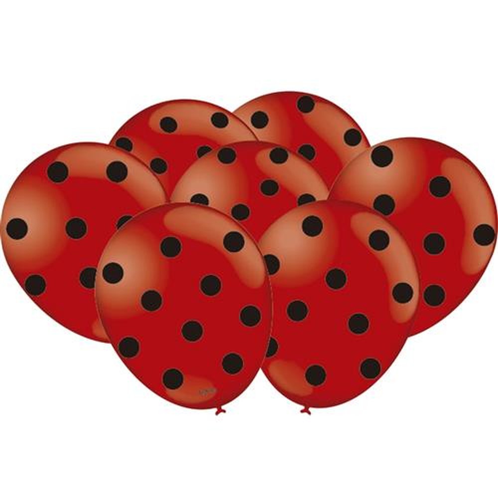 Balao Decorado Poa Vermelho Preto