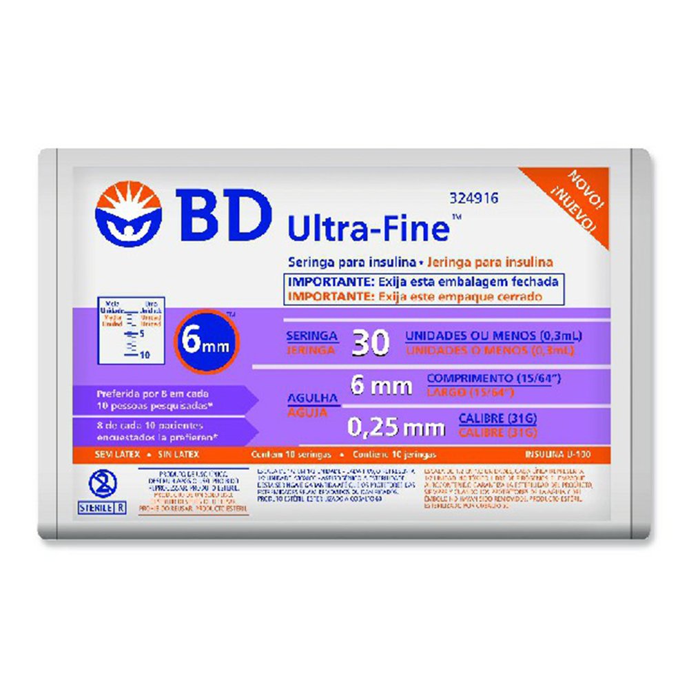 Seringa Insulina Ultra Fine 30ui 6x0.25 Com 10