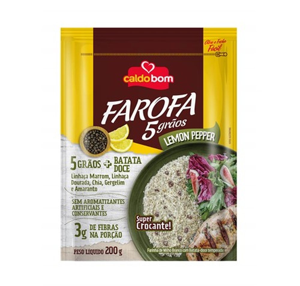 Farofa Pronta 5 Grãos e Lemon Pepper 200g - Caldo Bom (Embalagem Contém 6 Unidades)