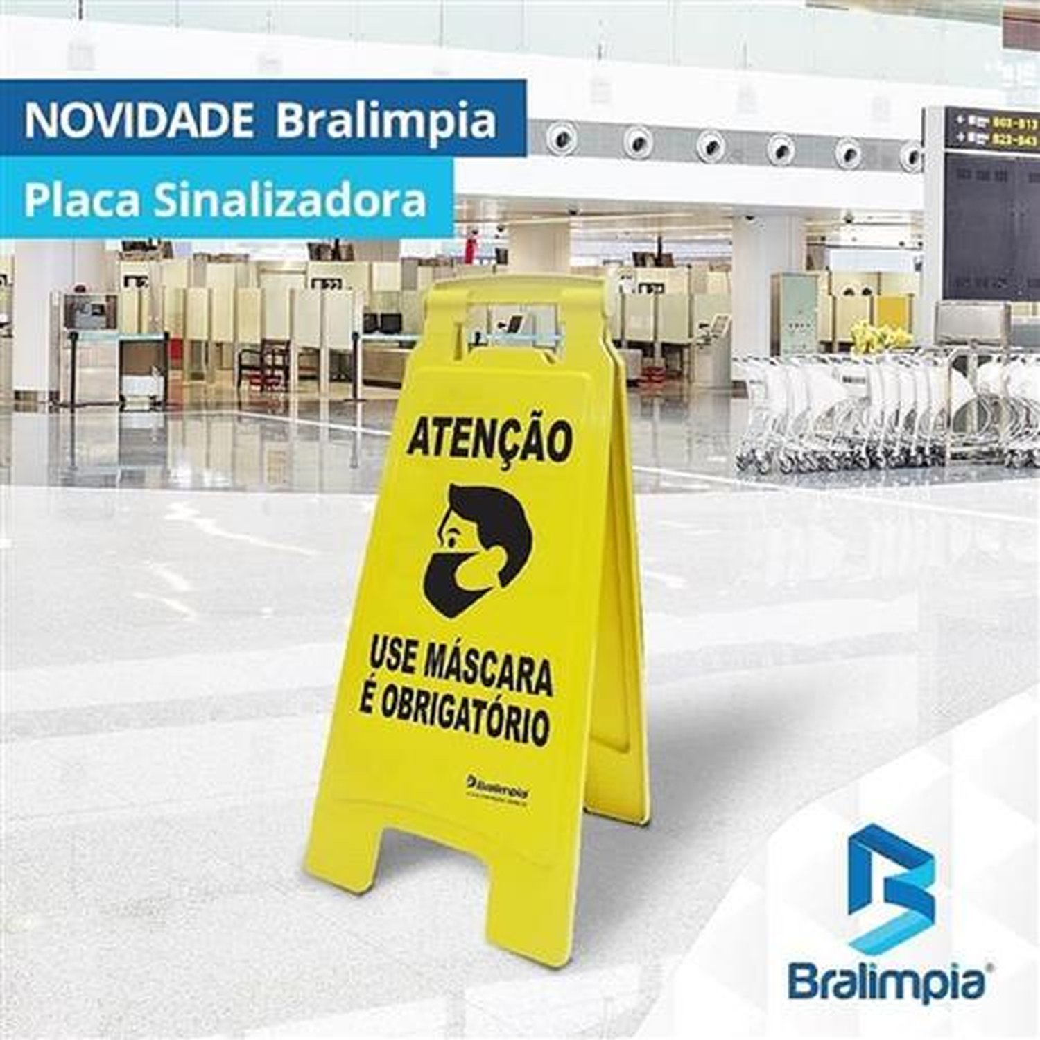 Placa sinalizadora Use máscara é obrigatório