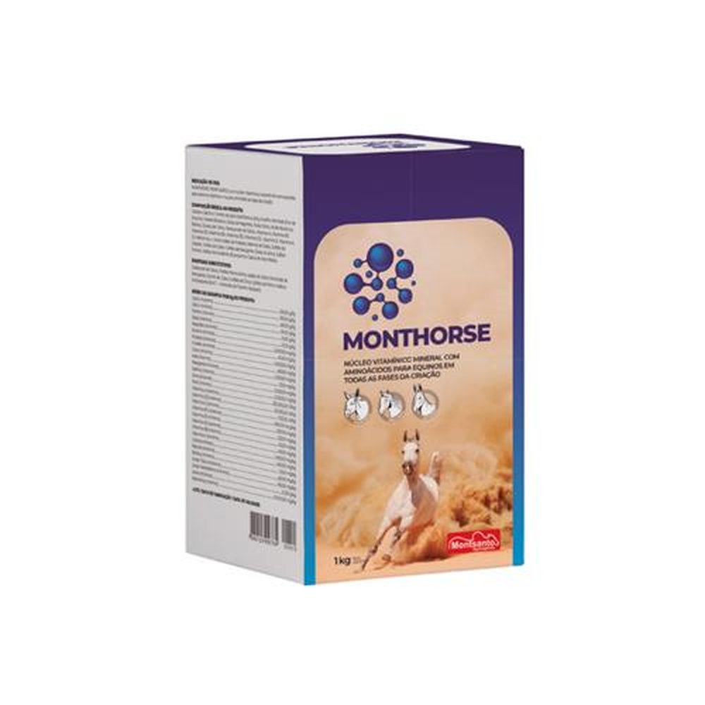 Monthorse 1kg - Montsanto - Núcleo Vitamínico Mineral c/ Aminoácidos. Fertilidade, Vitalidade e Resistência p/ Cavalos, Mulas e Burros.