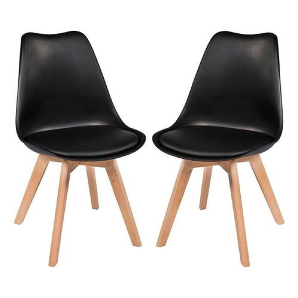 Kit com 2 Cadeiras Leda ¿ Charles Eames Com Almofada Preta