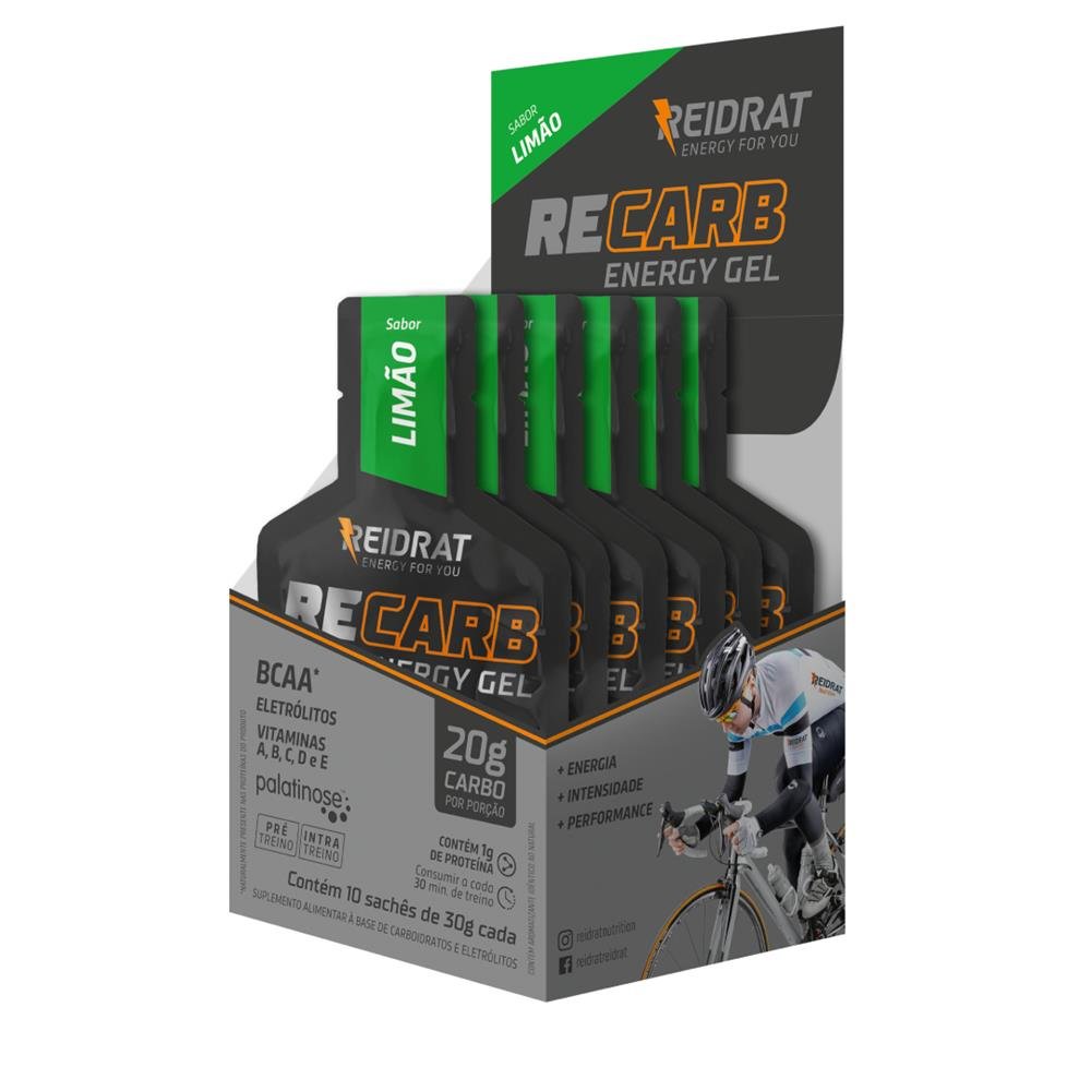 Recarb Energy Gel (Display 10 sachês 30g) - Limão