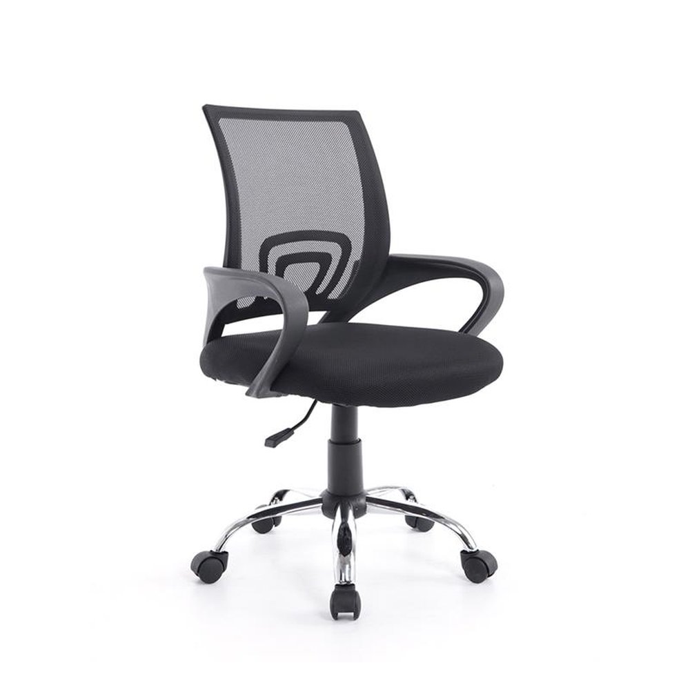 Cadeira Office Secretária Mesh Preto Bch-59bk Bluecase - Base Giratória Cromada / Encosto Mesh