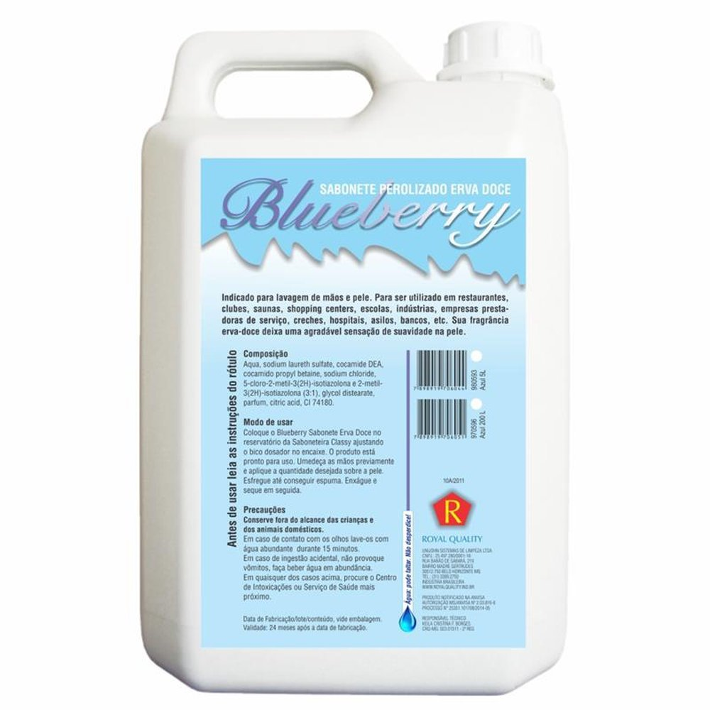 SABONETE LIQUIDO PEROLIZADO ERVA DOCE BLUBERRY WHITE 5L