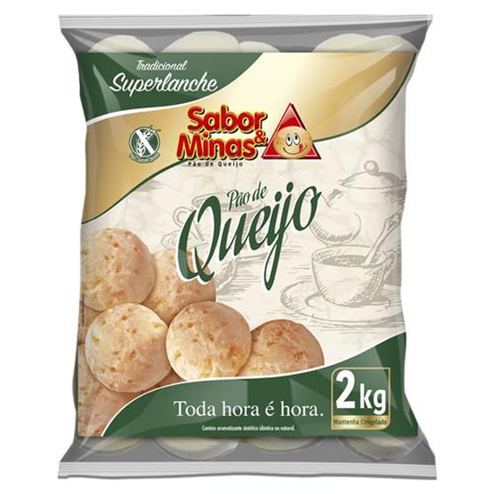 Pão de queijo Sabor & Minas Super Lanche 2 kg (Emb. contém 9 pacotes de 2 kg)