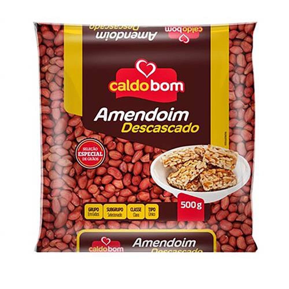 Amendoim descascado 500g - caldo bom (embalagem contém 24 unidades)