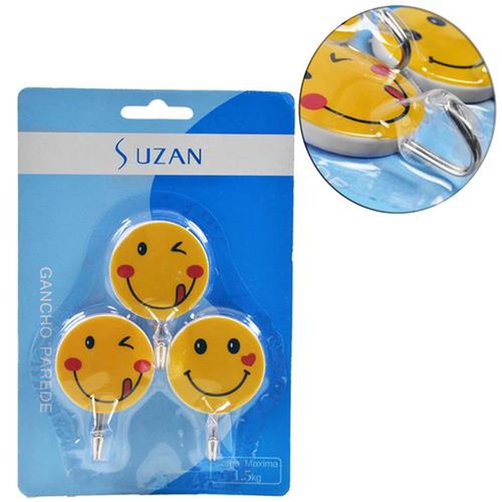 Gancho Adesivo De Emoji 3 Peças