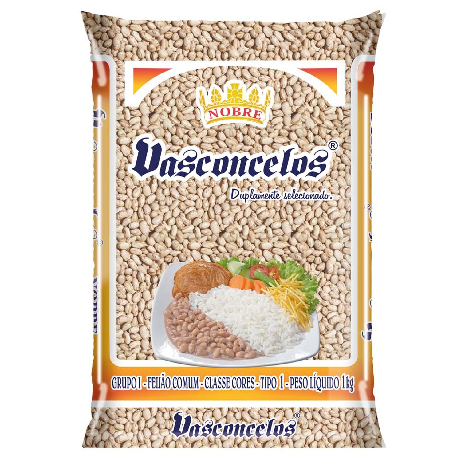 Feijão Nobre Carioca Vasconcelos 1kg - 10 Unidades
