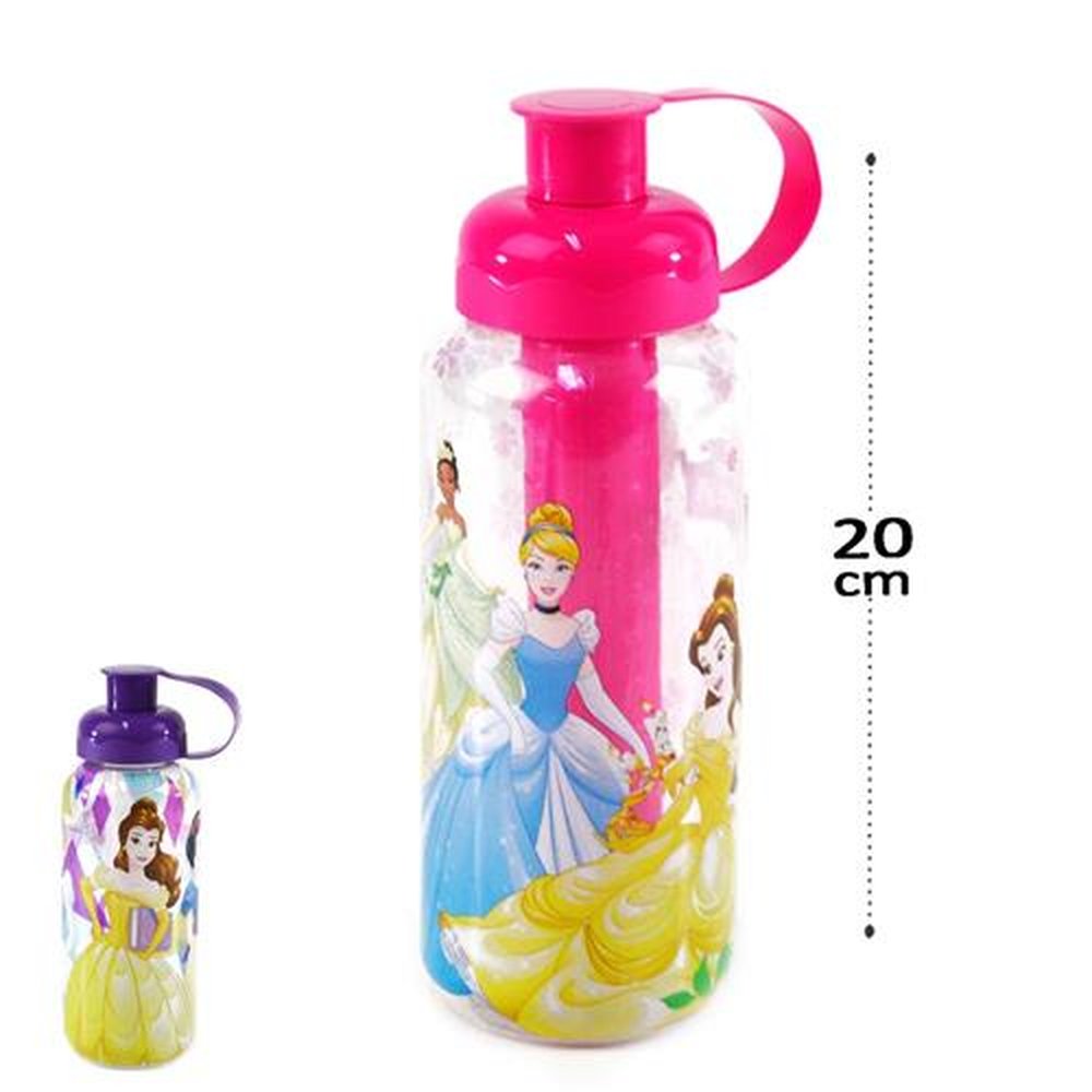 Garrafa De Plástico 550Ml Princesas Com Tubo Gelo
