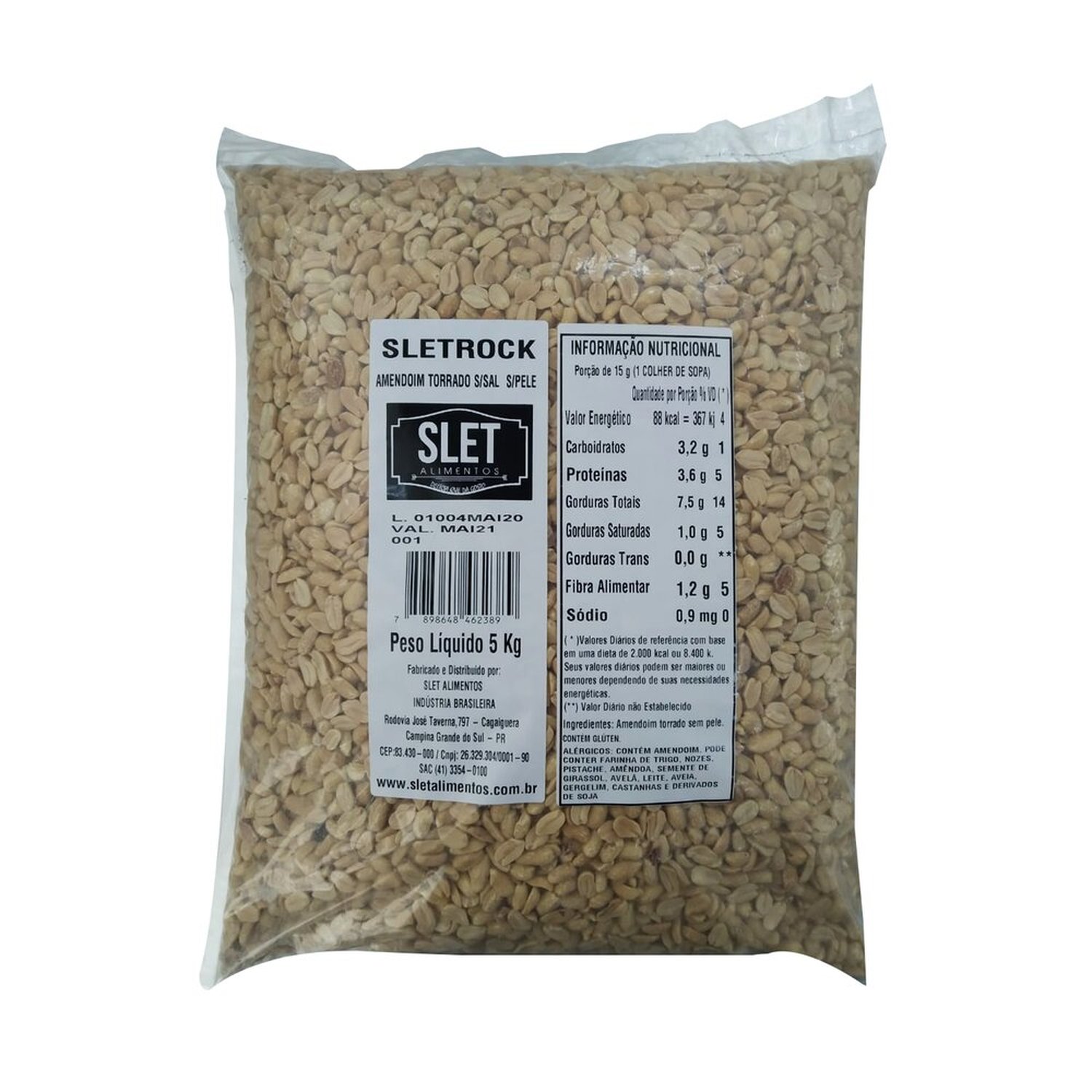 Amendoim Torrado Salgado Sem Pele 5 Kg