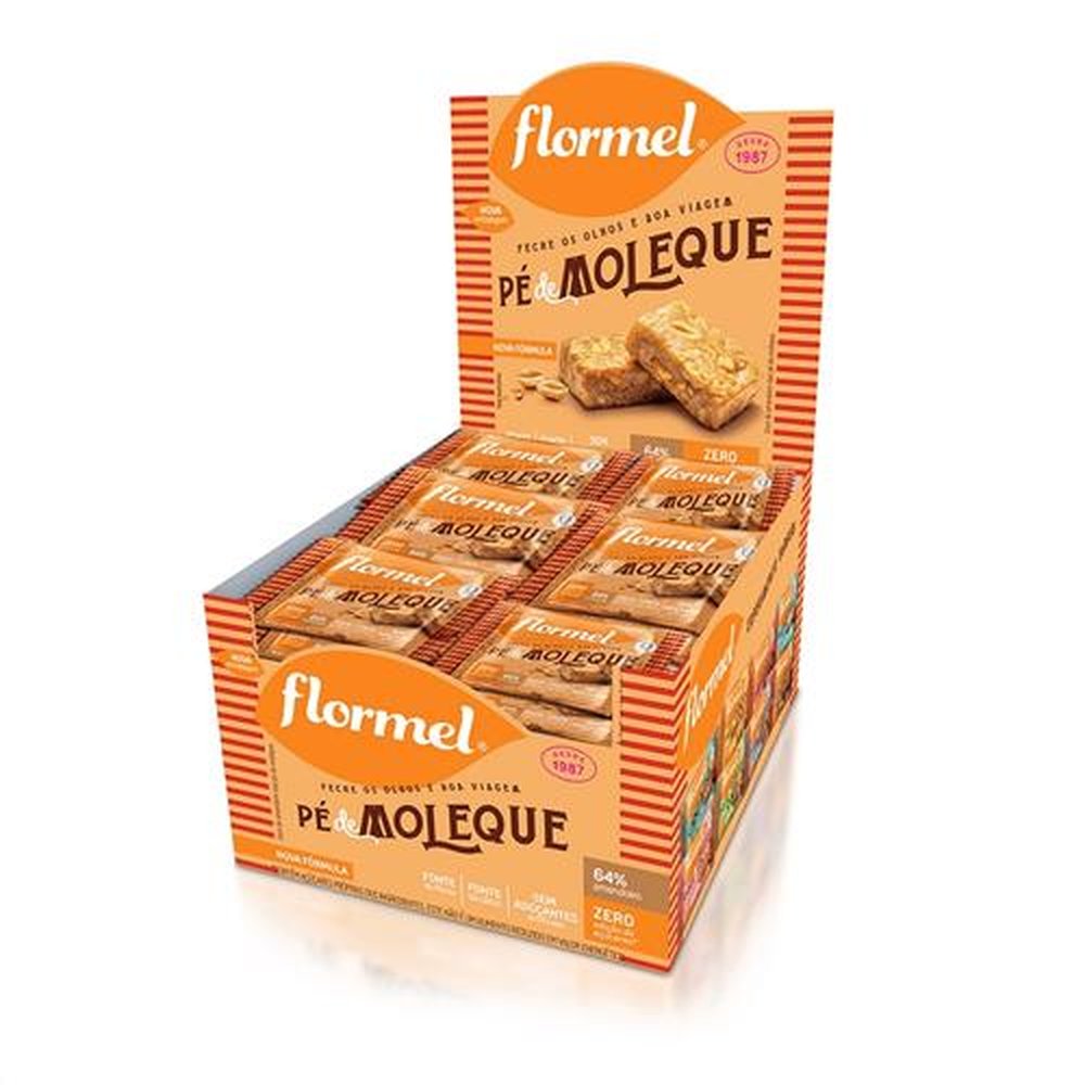 Pé de Moleque Flormel, Zero açúcar - Caixa com 24 Unidades de 20g