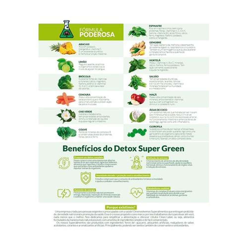 Detox Super Green com 09 caixas de 20 unidades