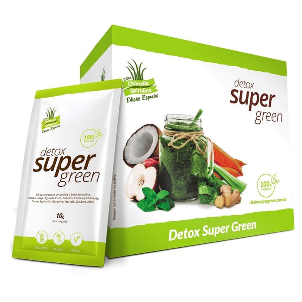 Detox Super Green com 09 caixas de 20 unidades