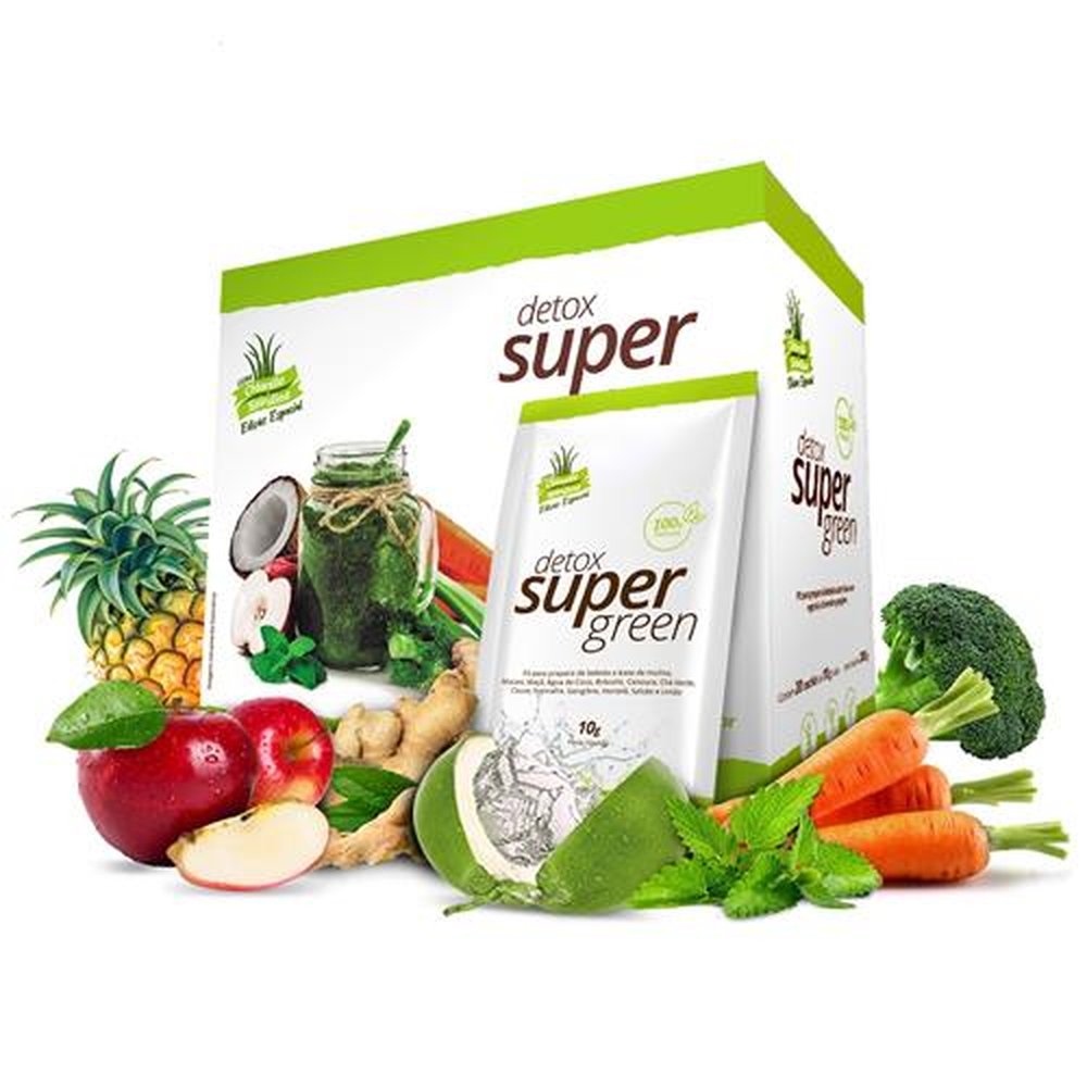 Detox Super Green com 06 caixas de 20 unidades