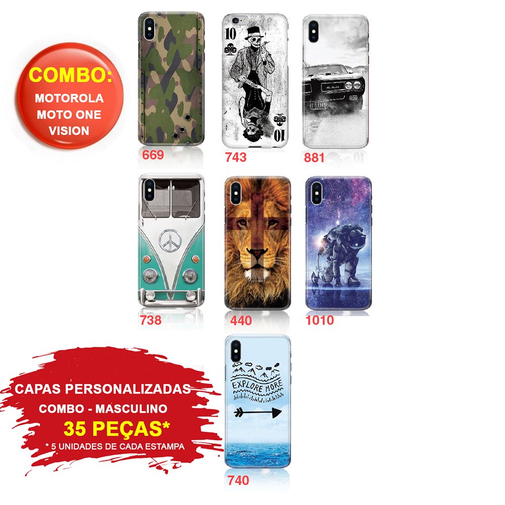 Pack 35 capas personalizadas Masculinas Moto One Vision Upmax