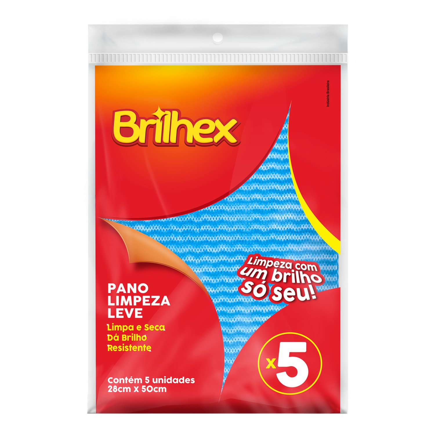 Pano Limpeza Leve 28x50 Azul com 5 unidades - Marca Brilhex