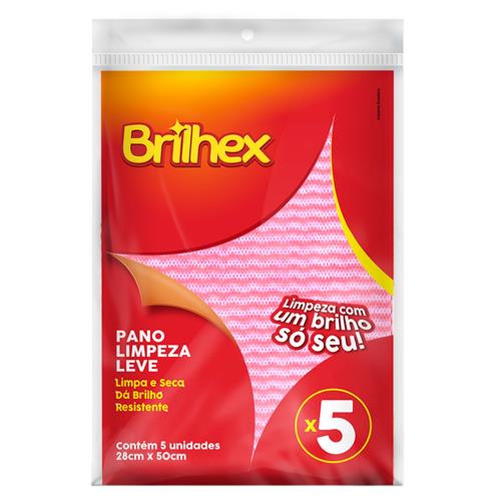 Pano Limpeza Leve 28x50 Colors com 5 unidades - Marca Brilhex