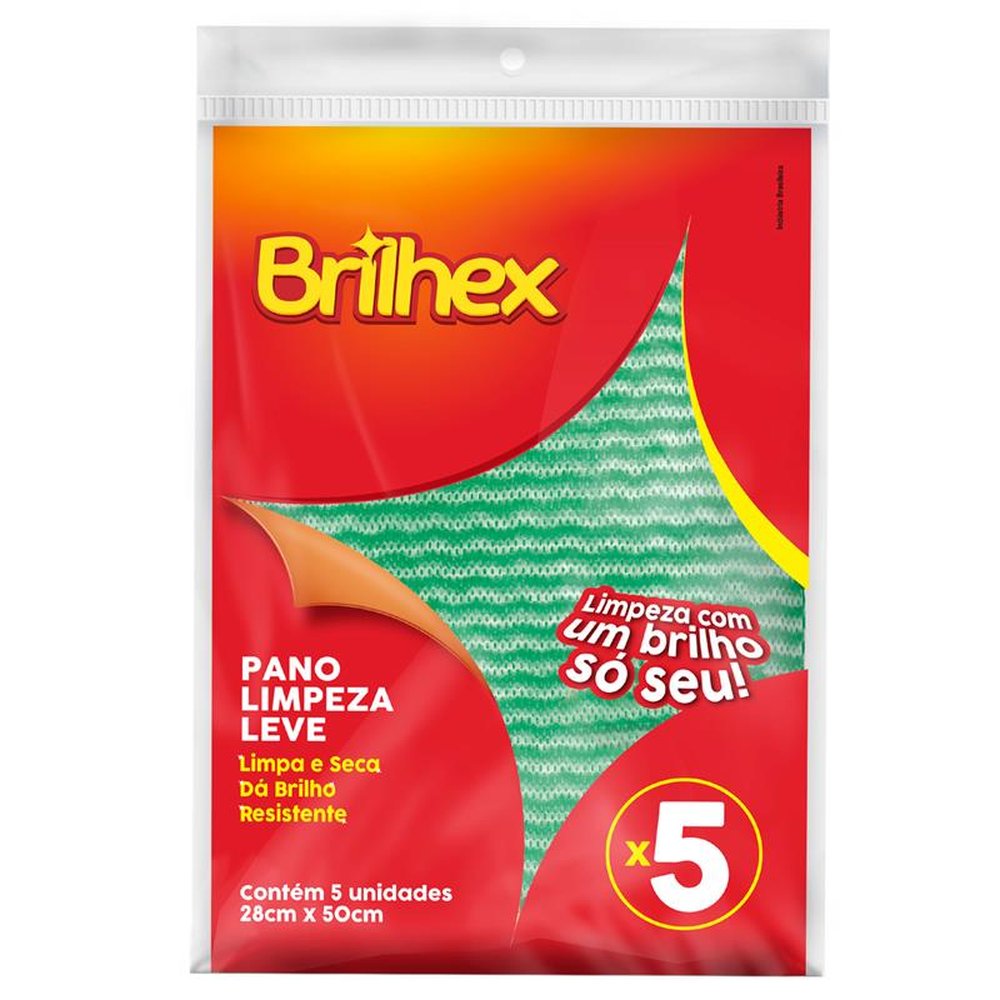Pano Limpeza Leve 28x50 Colors com 5 unidades - Marca Brilhex