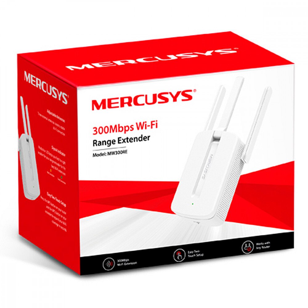 Repetidor de Sinal WiFi, N 300Mbps, 3 Antenas Mercusys - MW300RE