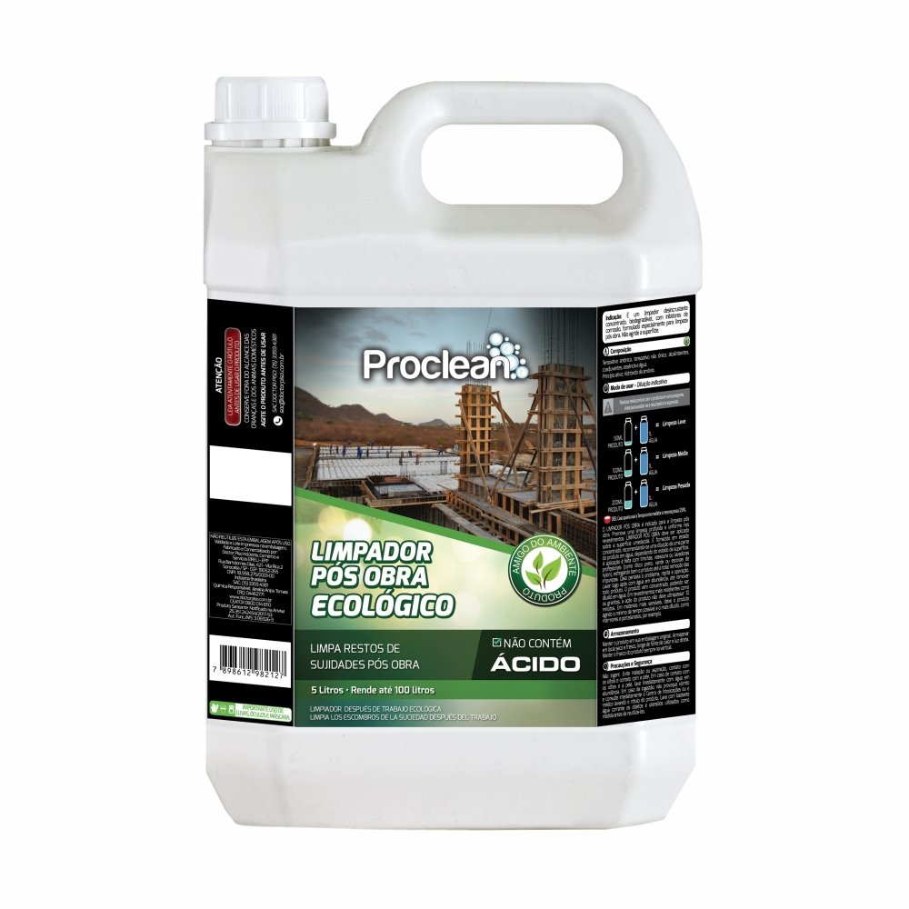 Limpador Pós Obra Ecológico 5 Litros Proclean