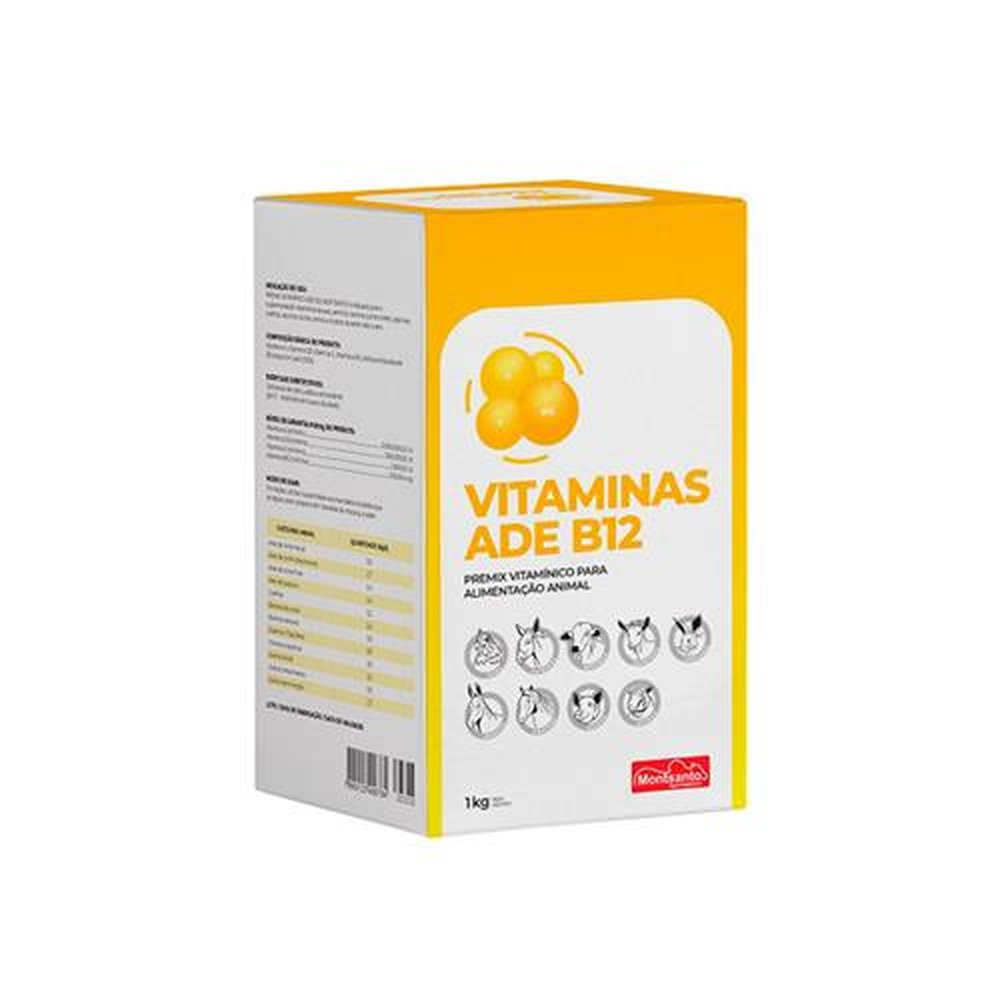 Vitaminas ADE B12 1 kg - Montsanto - Premix Vitamínico Para Animais Durante Todo o Ano.