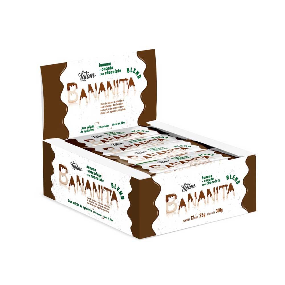 Bananita Blend - Banana e Coco com Chocolate Zero Açúcar - Latam Fit - Display 12 un. de 25g