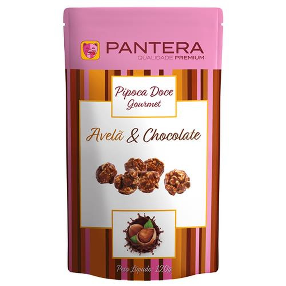 Pipoca doce Gourmet Avelã e Chocolate 120gr - Caixa contém 20 unid.