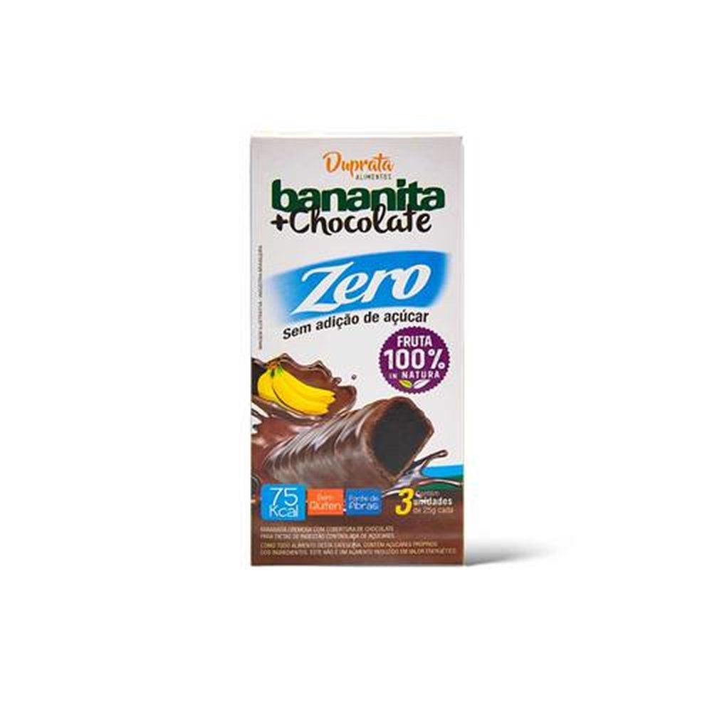 Bananita com Chocolate - Banana com Chocolate Zero Açúcar - 03 uni. de 25g