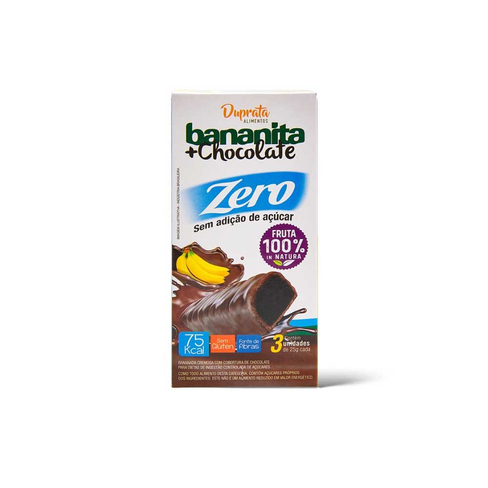 Bananita com Chocolate - Banana com Chocolate Zero Açúcar - 03 uni. de 25g