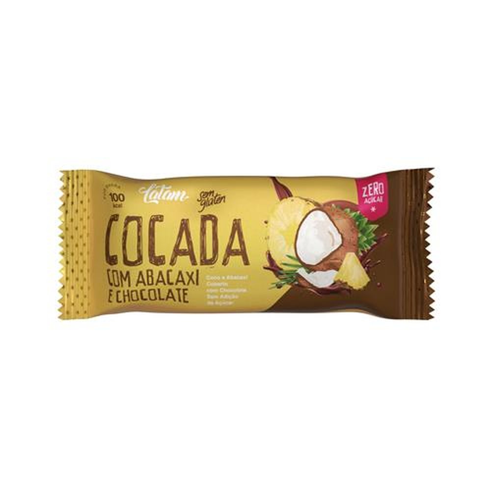 Cocada com Abacaxi e Chocolate Zero Açúcar - Latam Fit - Display 12un. de 25g