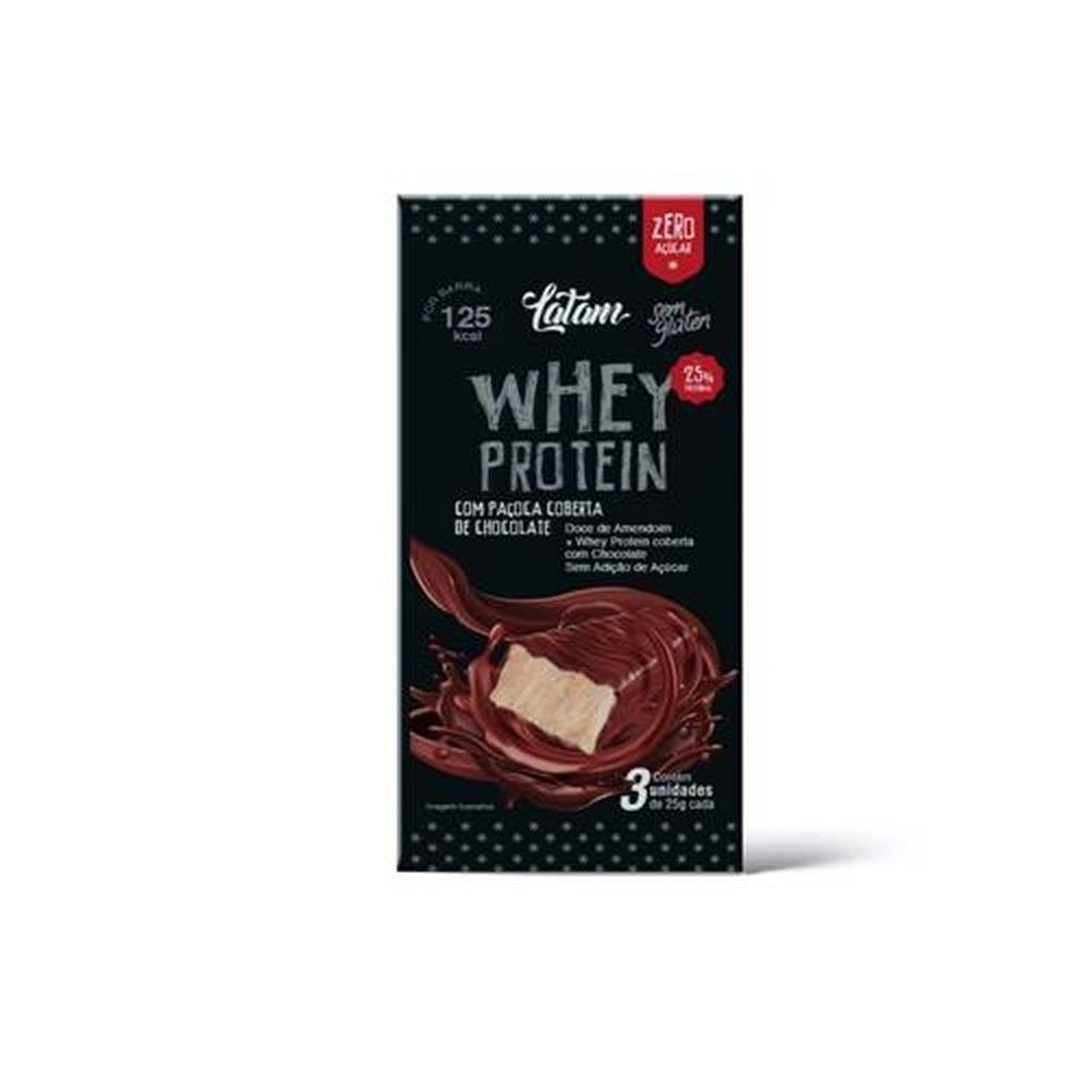 Paçoca Whey com Chocolate Zero Açúcar - Latam Fit - Cartucho 03un. de 23g