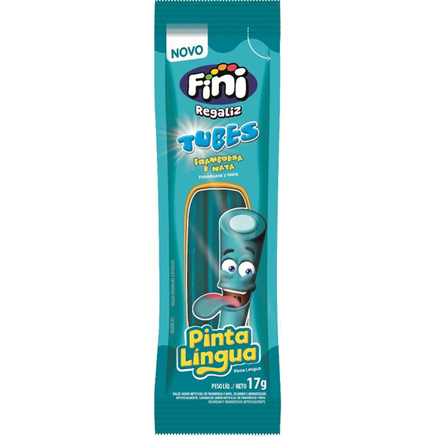 Bala Fini Regaliz Tubes Pinta Lingua 15g - Embalagem com 12 Unidades