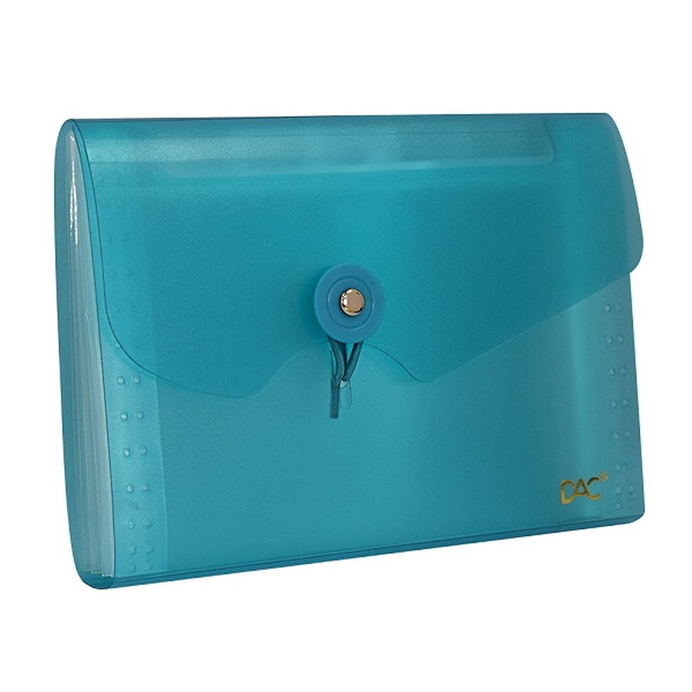 Pasta Dac Top Sanfonada Azul Mini A6 5 divisões - embalagem com 1 unidades