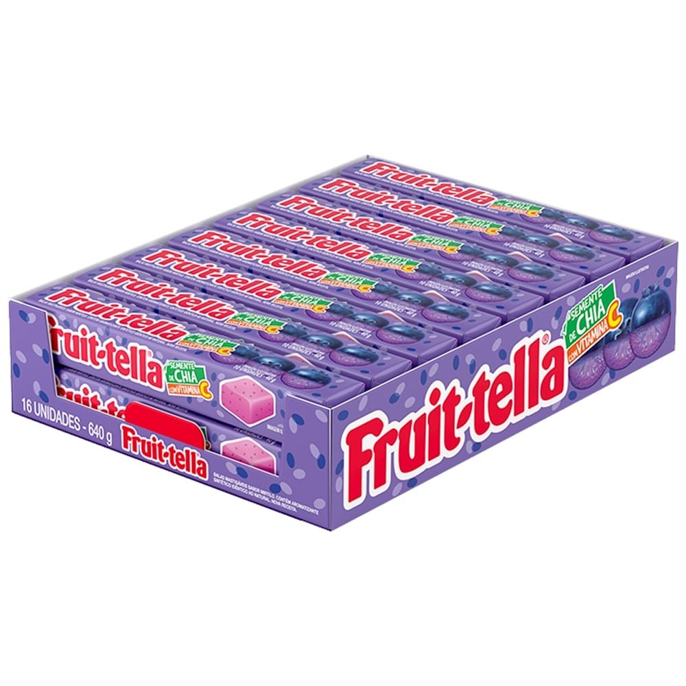 Bala Fruittella Mastigável Blueberry 40g - Embalagem com 16 Unidades
