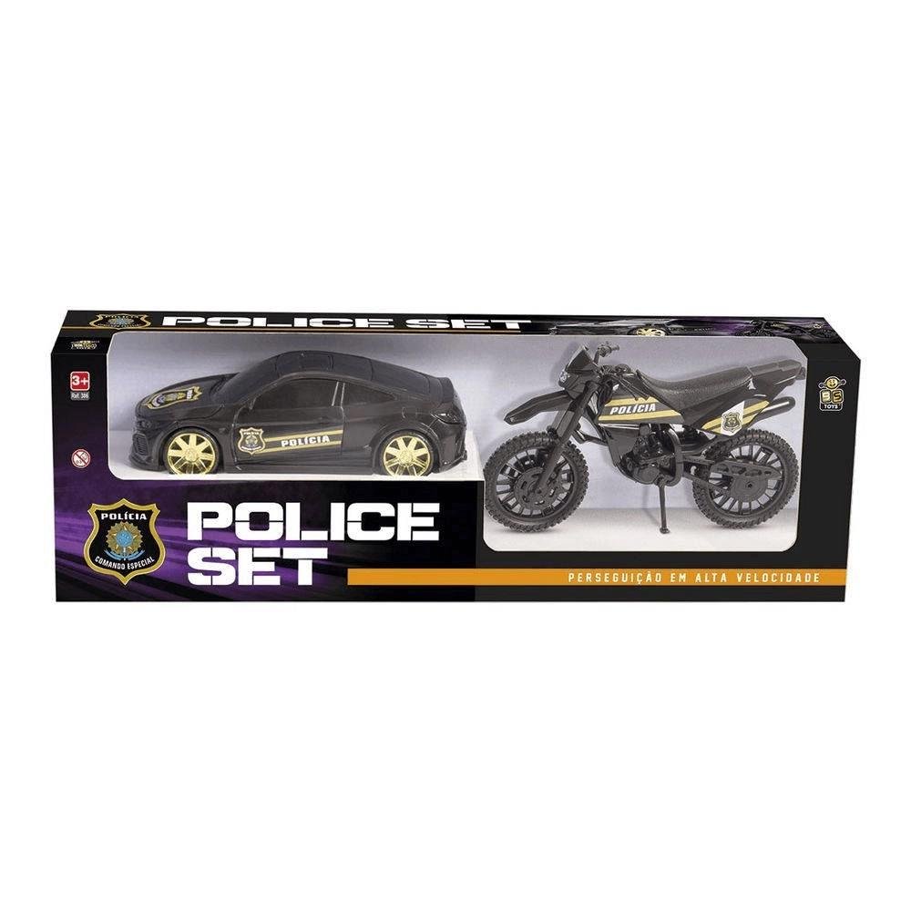 Kit Carro + Moto Police Set Bs Toys