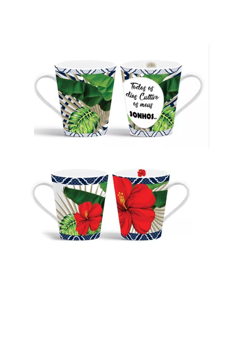 Caneca De Porcelana Folhagem Premium 290ml - Terramada