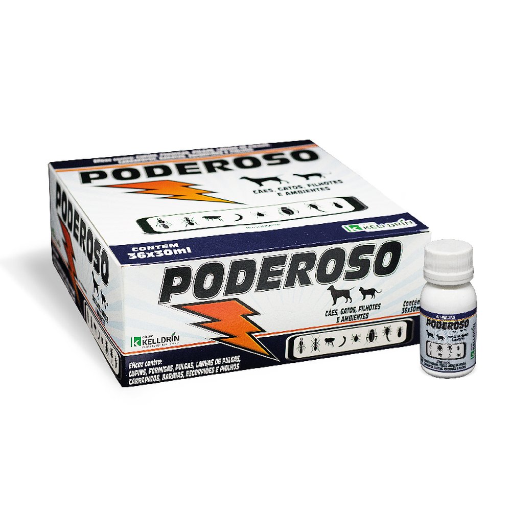 Kelldrin Poderoso Vet ¿ Inseticida Veterinário Concentrado 30Ml | Caixa Com 2 Display Contendo 36 Uni De 30Ml Em Cada Display